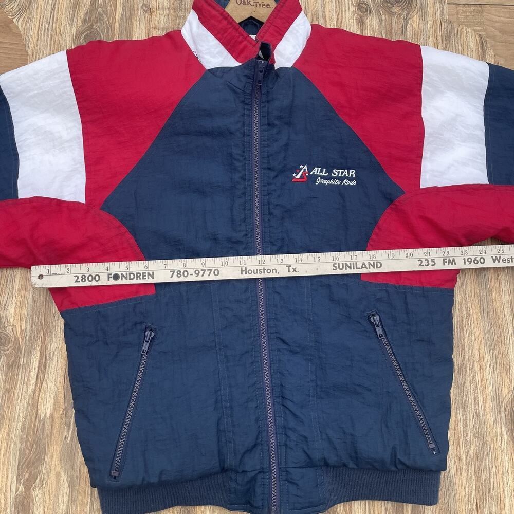 Vintage 90s fishing Jacket SM jacket‎ Swingster Reels rods USA print puffy ski - Picture 8 of 9